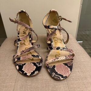 SAM EDELMAN'S ANIMAL PRINT "STACIE" BLOCK HEEL SANDAL SIZE 9